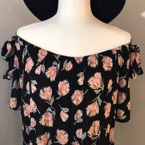 ALTAR’d State Off-the-Shoulder Black Floral top